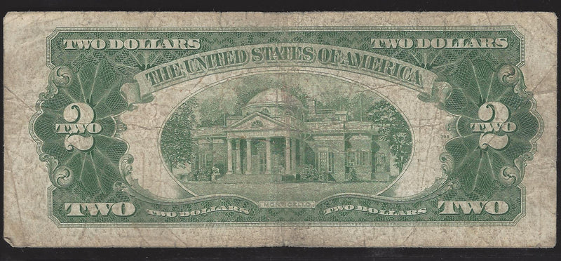 1953 Star USA $2 Two Dollar Bill Star Series (A) Red Seal Number *02459589A (VG-F)