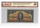 1936 $10 Provincial Bank Of Canada Chartered Note