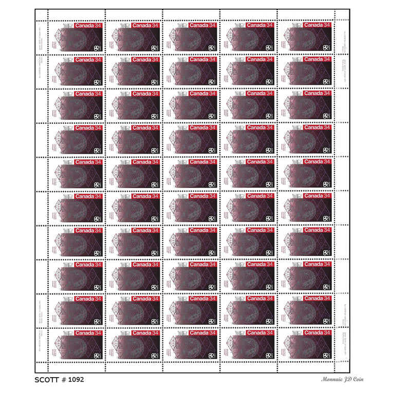 1986 Canada Stamp Full Pane of 50