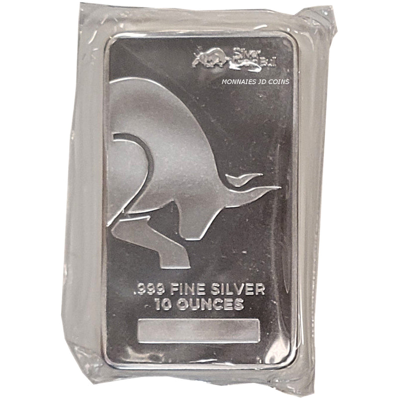 Silver Gold Bull  Bar 10 oz .999 Fine Silver