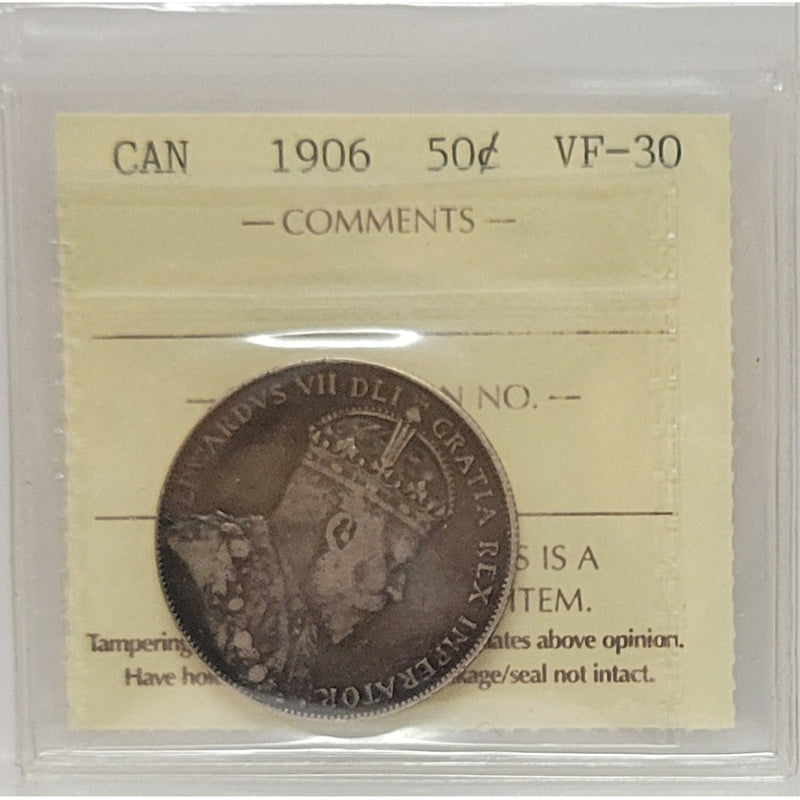 1906 Canada 50 Cents Certified ICCS VF-30