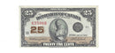 1923 Canada 25 Cents Shinplaster Dominion Of Canada  Campbell-Clark, DC-24d (small pinhole)(AU)