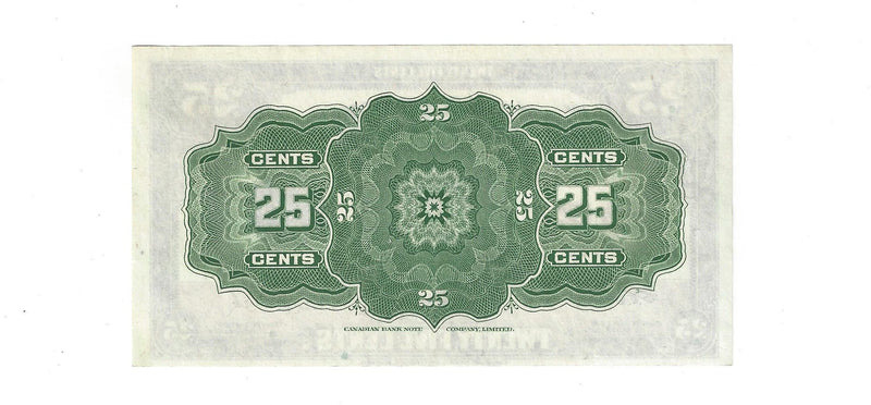 1923 Canada 25 Cents Shinplaster Dominion Of Canada  Campbell-Clark, DC-24d (small pinhole)(AU)