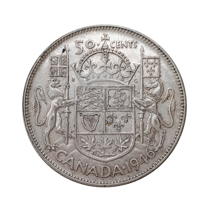 1946 Chip In 6 Canada 50 Cents  Extra- Fine (EF-40)