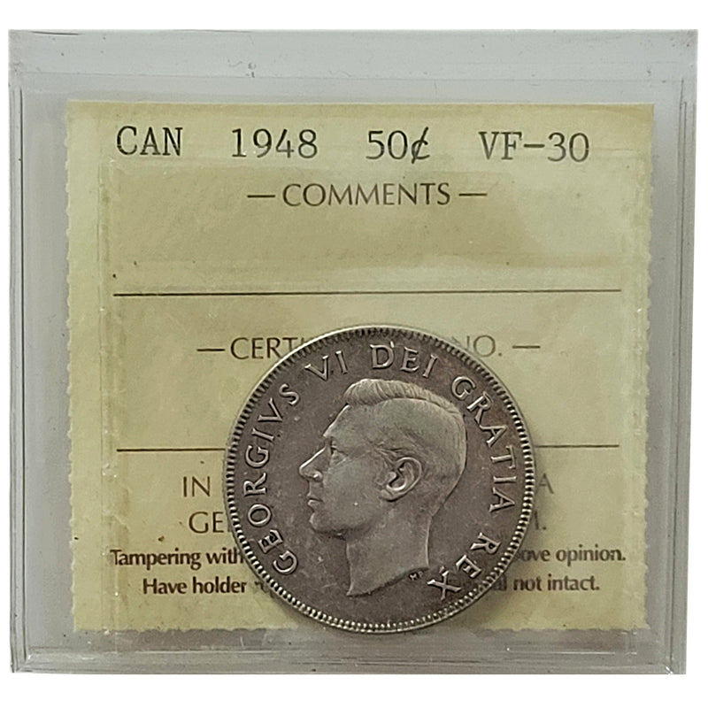 1948  50 Cent Canada Certifield ICCS VF-30