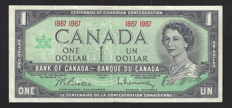 1967 $1 Bank of Canada Note Beatie-Rasmintsky Commemorative (Circ.)