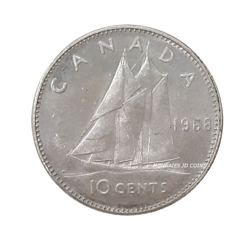 1968 Canada 10 Cents Silver BU