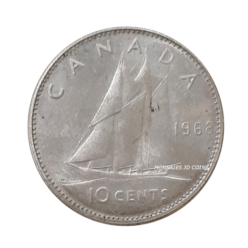 1968 Canada 10 Cents Silver Choice BU