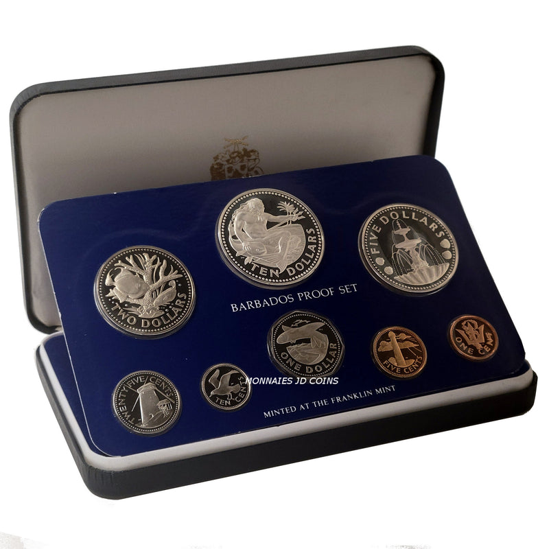 1979 Barbados Proof Set Silver 8 Coin Collector .925 Sterling Silver FRANKLIN MINT