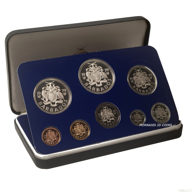 1979 Barbados Proof Set Silver 8 Coin Collector .925 Sterling Silver FRANKLIN MINT