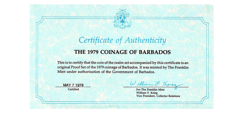 1979 Barbados Proof Set Silver 8 Coin Collector .925 Sterling Silver FRANKLIN MINT