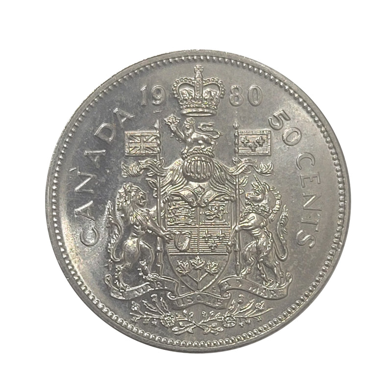 1980 Canada 50 Cents Coin UNC (MS-60 / MS-62)