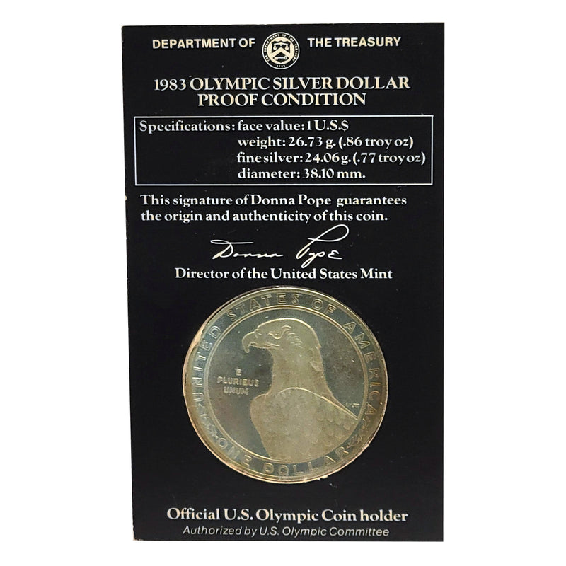 1983 S USA 1 Dollar 900% Silver Proof XXIII Olympiad Los Angeles Olympic Coin