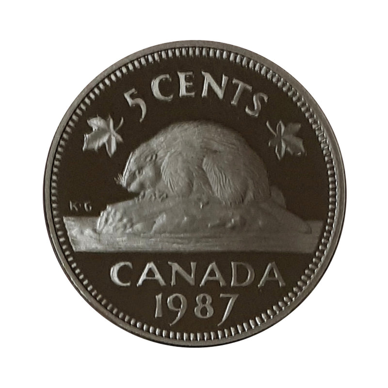 1987 Canada 5 Cents Nickel Proof Coin