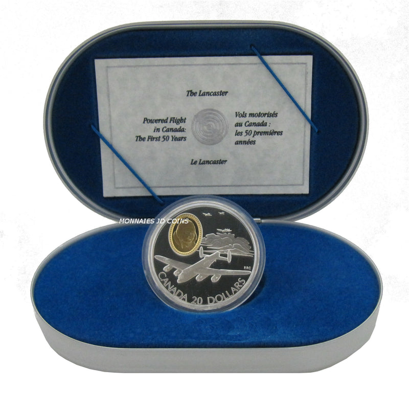1990 Canada $20 Aviation Series I  Avro Lancaster Sterling Silver Coin
