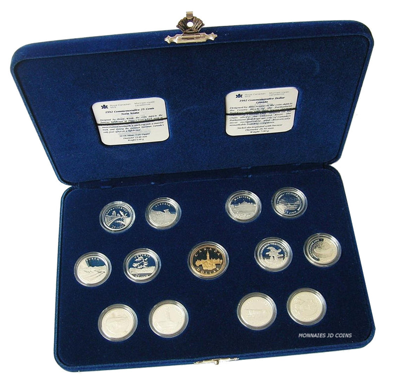 1992 Canada 125th Anniversary Of Canada  12 Coins Proof Sterling Silver Set WithCommemorative Dollar Loon