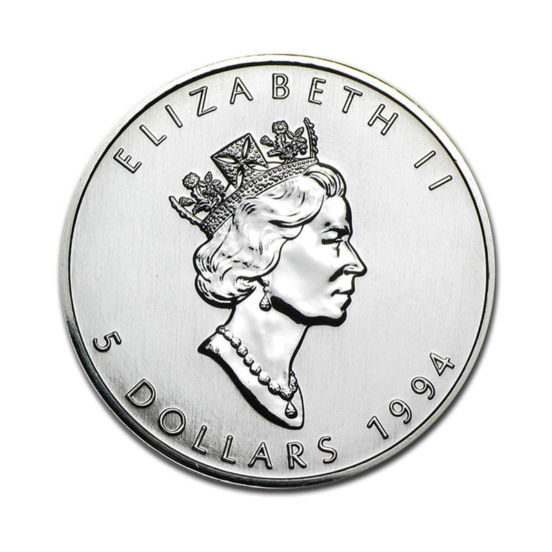 1994 Canadian Maple Leaf BU Brilliant Uncirculated 1 oz .9999 Silver $5 Coin ( No Tax )