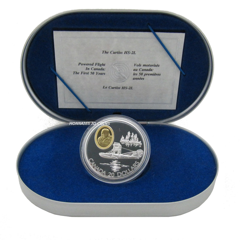 1994 Canada $20 Aviation Series I : Curtiss HS-2L Sterling Silver Coin