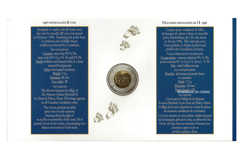 1996 Canada New $2 Coin And Banknote Uncirculated Set