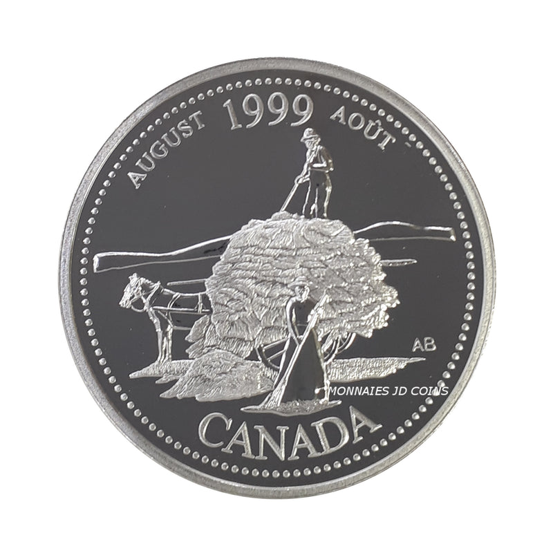 1999 Canada 25 Cents  Millenium August Silver Proof Coin