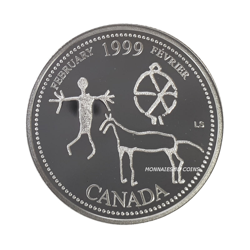 1999 Canada 25 Cents  Millenium february Silver Proof Coin