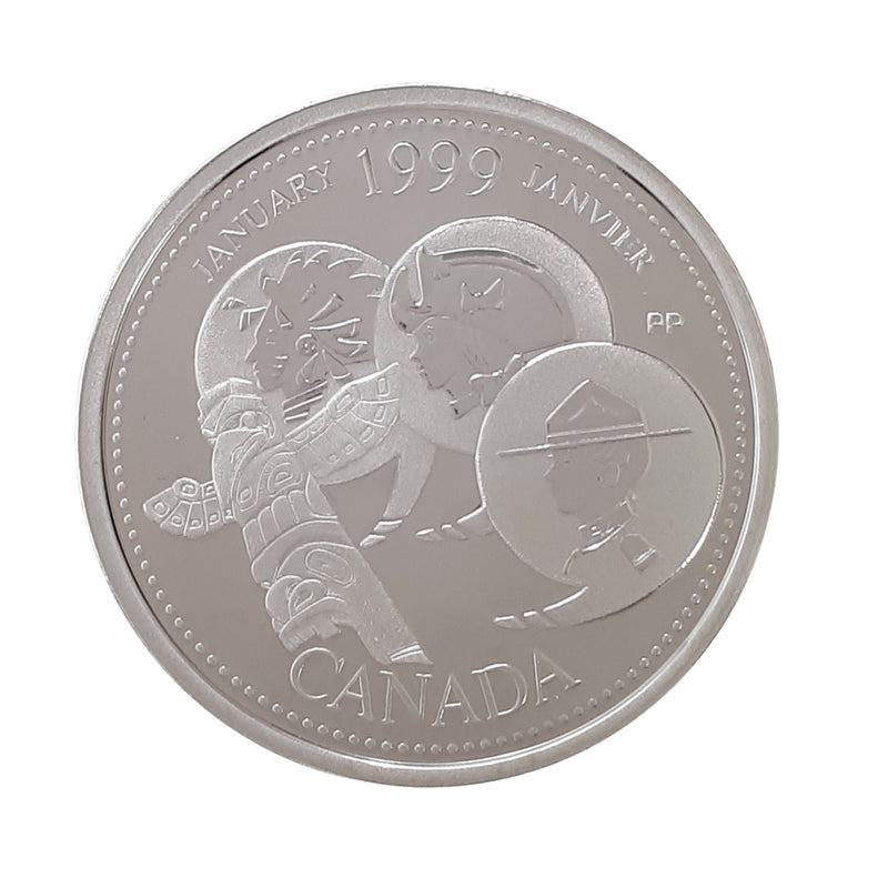 1999 Canada Millennium Serie January 25 Cents Proof Sterling Silver Coin