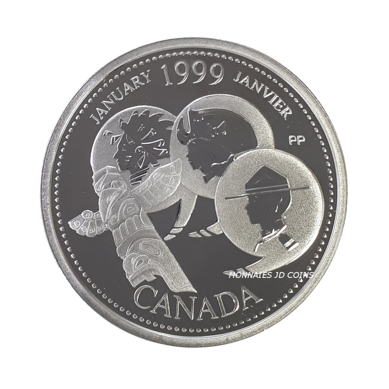 1999 Canada 25 Cents  Millenium January Silver Proof Coin