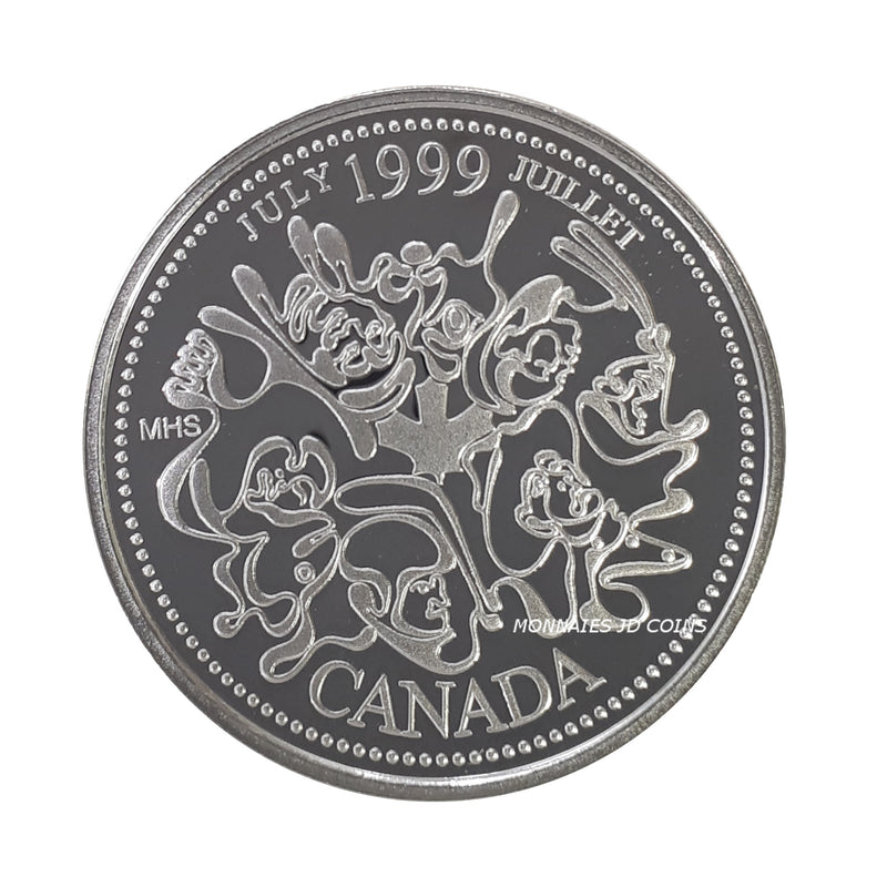 1999 Canada 25 Cents  Millenium July Silver Proof Coin