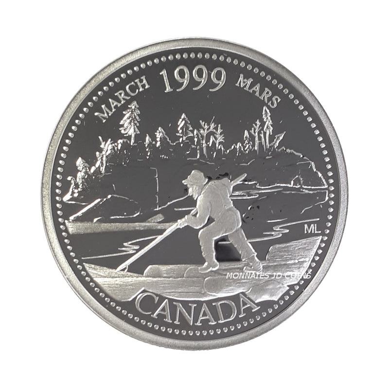 1999 Canada 25 Cents  Millenium March Silver Proof Coin