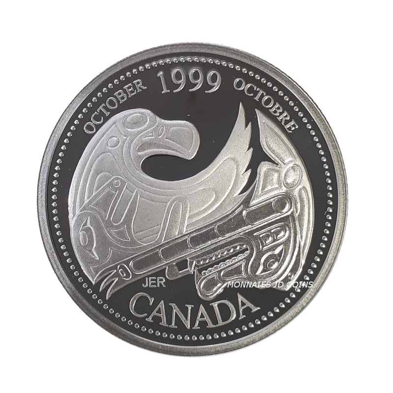 1999 Canada 25 Cents  Millenium October Silver Proof Coin