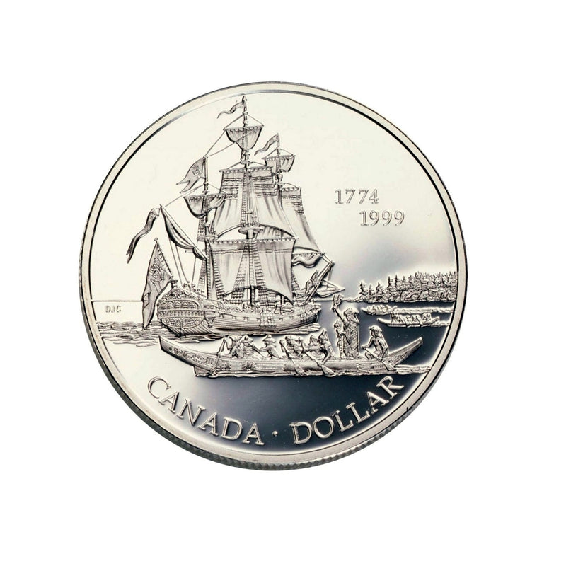 1999 Canada Dollar 225th Anniversary Of The Voyage Juan Perez Proof Silver