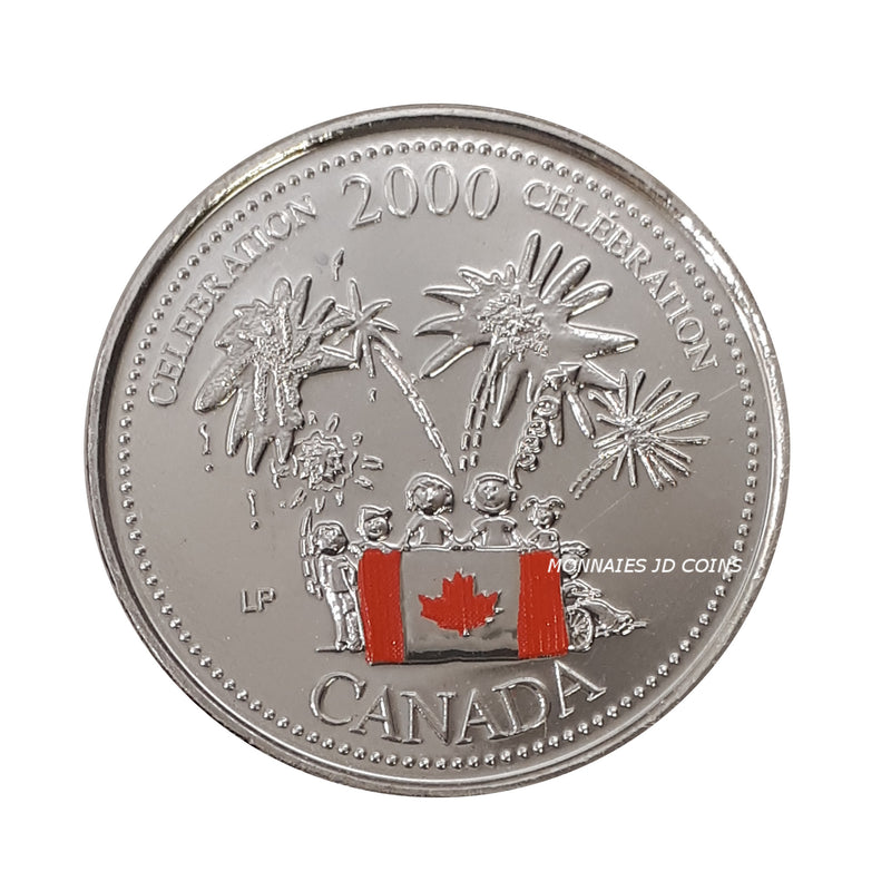 2000 Canada 25 Cent Coloured Celebration Proof Like Coin