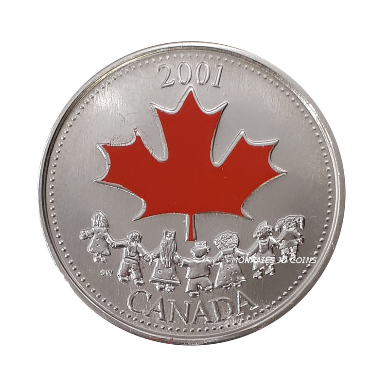 2001P Canada 25 Cents Coloured Canada Day Spirit Proof Like Coin