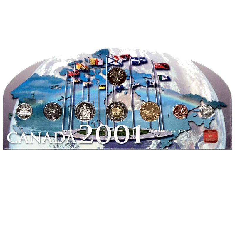 2001 Canada Map Coin Set in Cardboard Holder