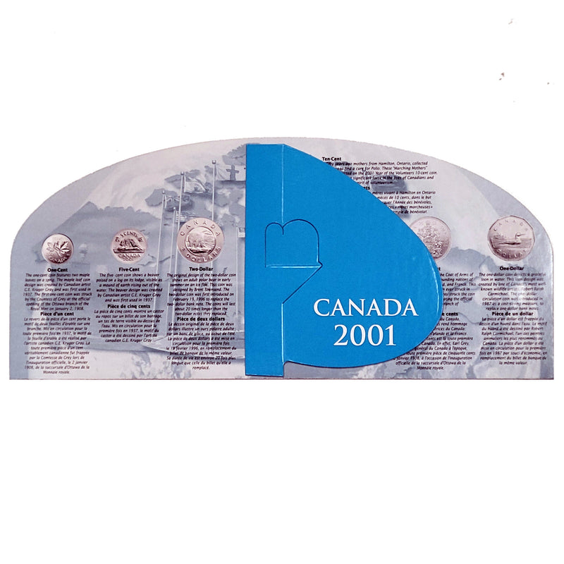 2001 Canada Map Coin Set in Cardboard Holder