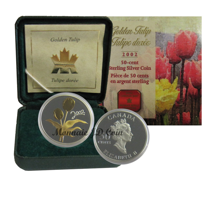 2002 Canada 50 Cents Golden Tulip Sterling Silver