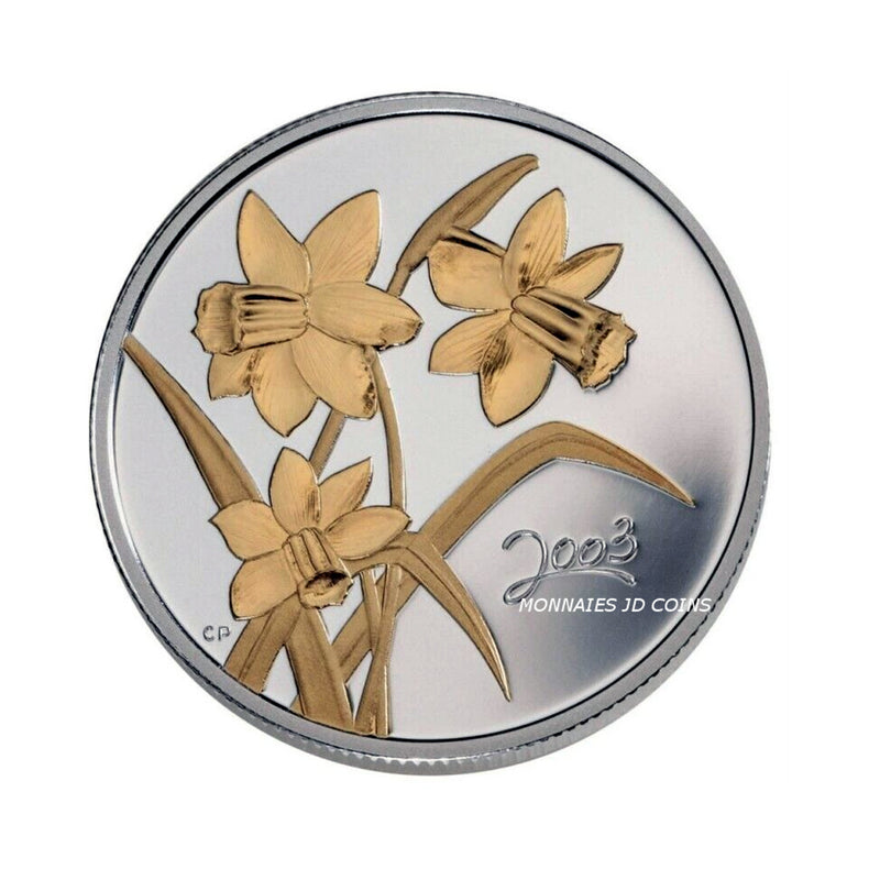 2003 Canada 50 Cents Golden Daffodil Sterling Silver