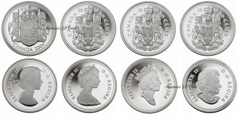 2004 Canada 50 Cents Coat Of Arms Of Canada Elizabeth II 4 Coins Set Sterling Silver