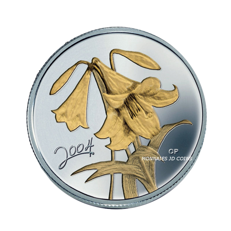 2004 Canada 50 Cents Golden Easter Lily Sterling Silver