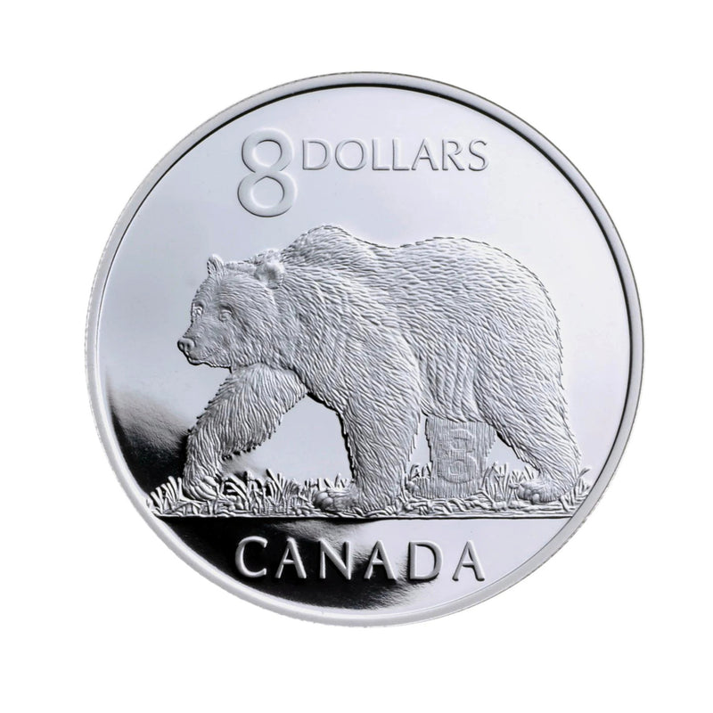 2004 Canada $8 Canadian Wildlife Series The Great Grizzly Fine Silver Coin & Stamps