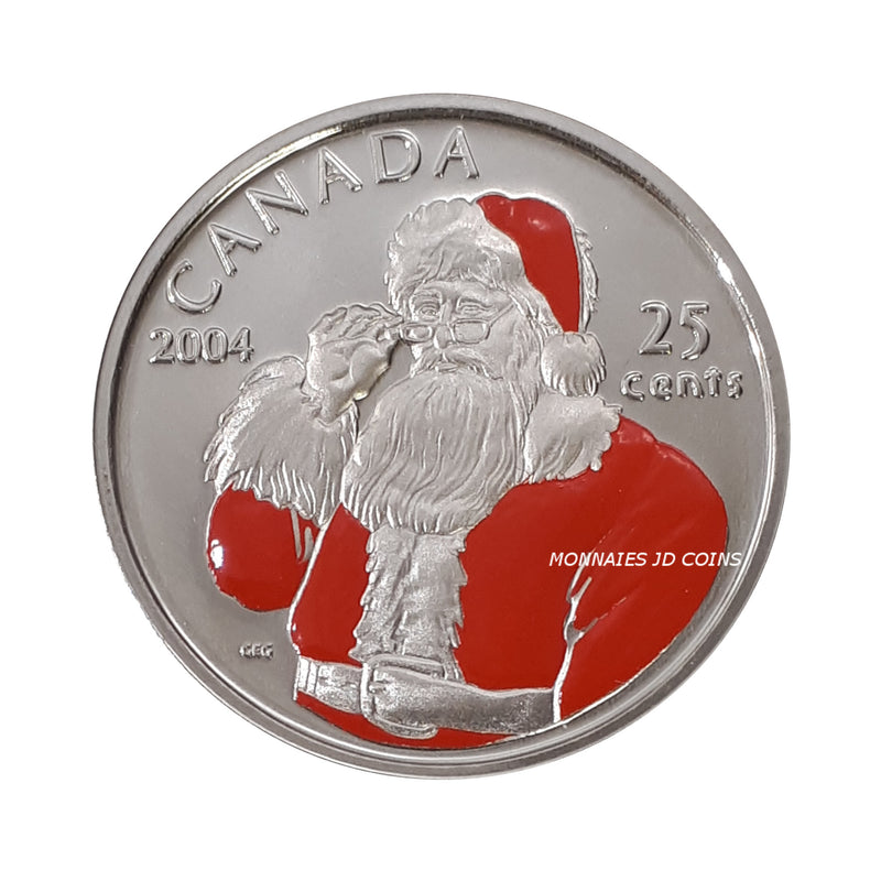 2004P Canada 25 Cents Santa Claus Coloured Proof Like Coin