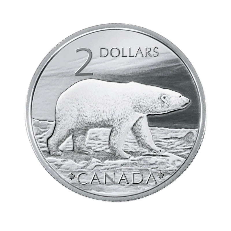 2004 Canada $2 Canadian Wildlife Series The Proud Polar Bear Fine Silver Coin & Stamps