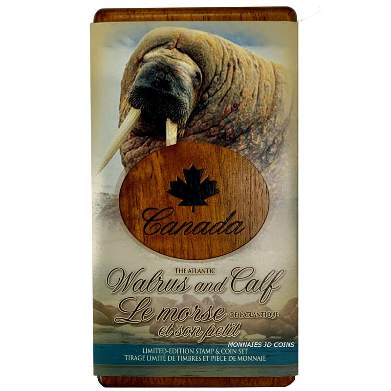 2005 Canada $5 Canadian Wildlife Series The Atlantic Walrus And Calf Fine Silver Coin & Stamps