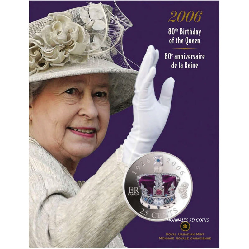 2006 Canada Coloured 25 Cents 80th Birthday of Queen Elizabeth II