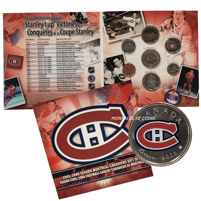 2006 Canada Montreal Canadien NHL Coin Set With Colourized 25 Cents