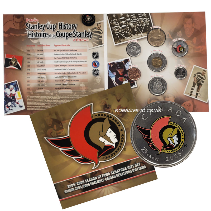 2006 Canada Ottawa Senators NHL Coin Set With Colourized 25 Cents