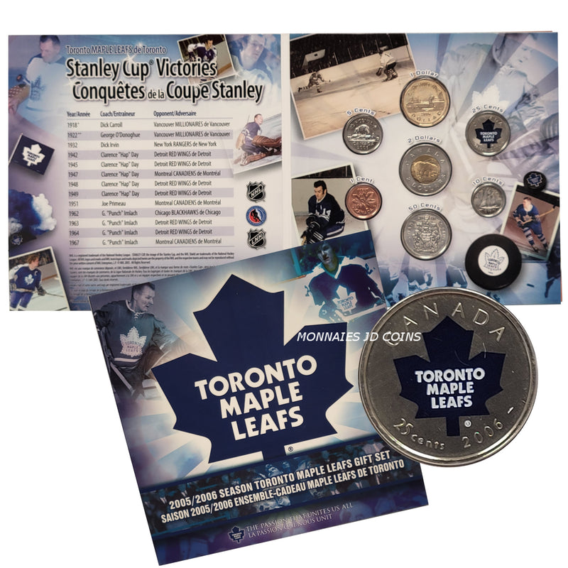 2006 Canada Toronto Maple Leaf NHL Coin Set With Colourized 25 Cents