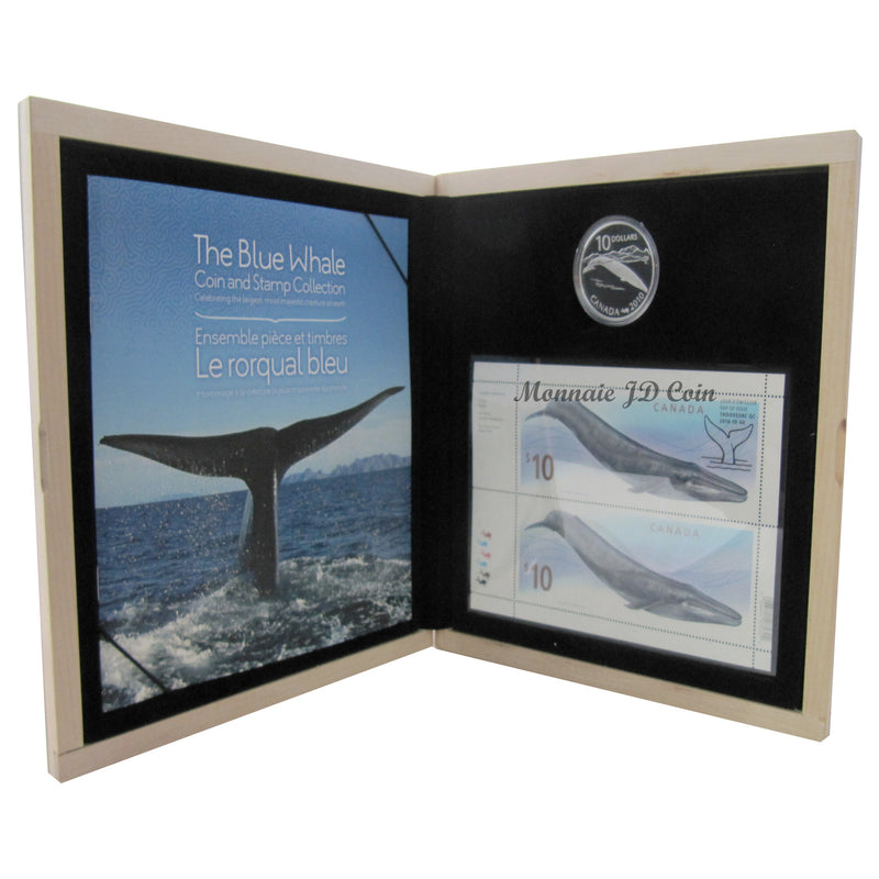 2010 Canada $10 The Blue Whale Coin And Stamps Set Sterling Silver