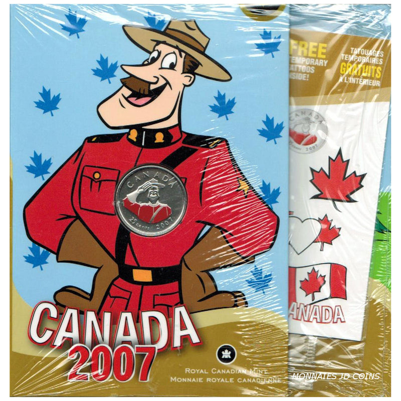 2007 Canada Day Coloured 25 Cents & Kids' Activity Set