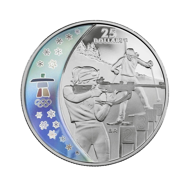 2007 $25 Biathlon Sterling Silver Hologram Coin